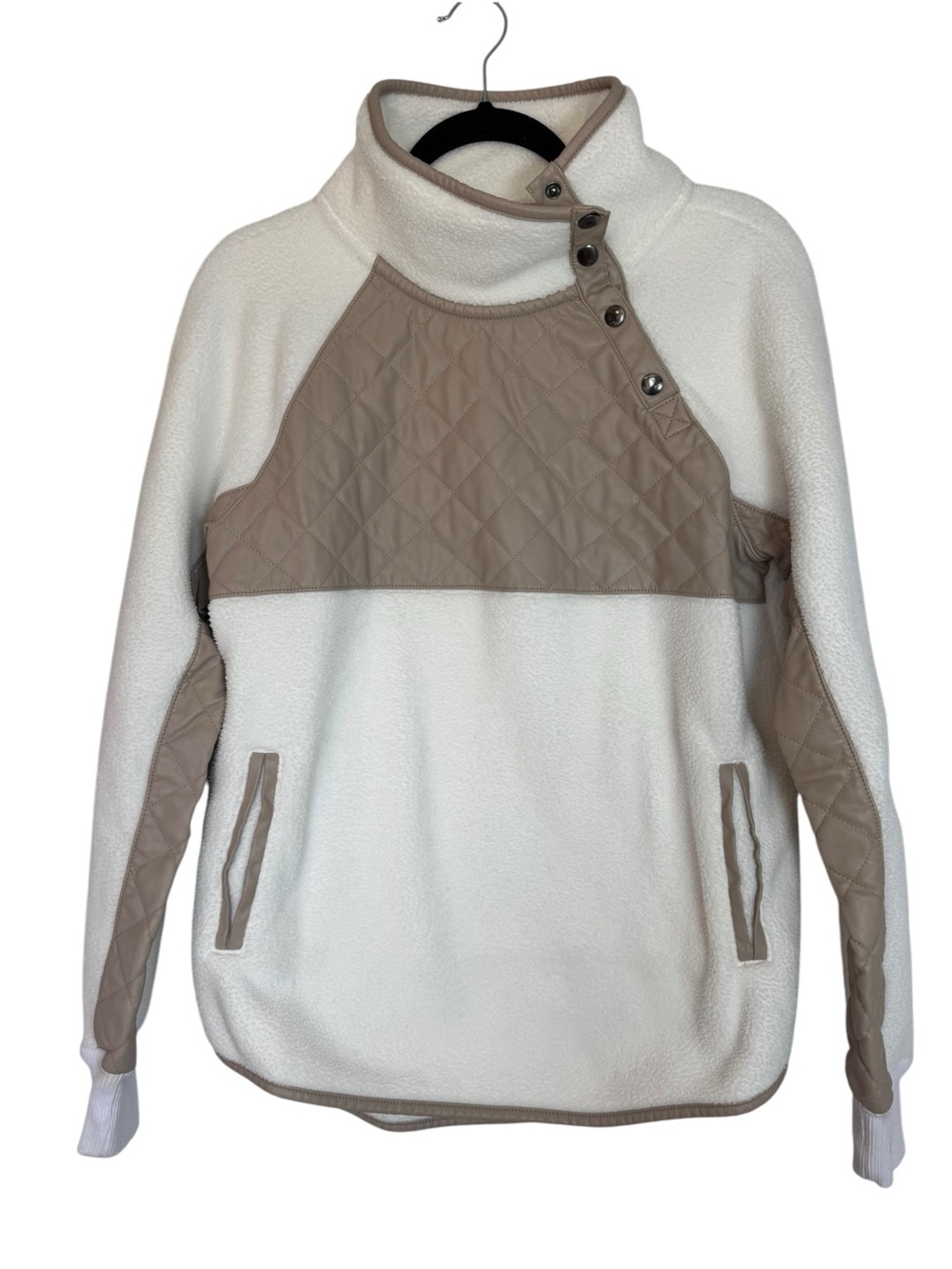 Abercrombie & Fitch Quilted Asymmetrical Snap Collar Small Fleece Pullover